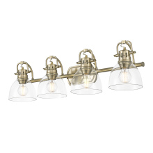 Golden 3602-BA4 AB-CLR - Yep by Golden Lighting Duncan 4-light Vanity in Aged Brass and Clear Glass